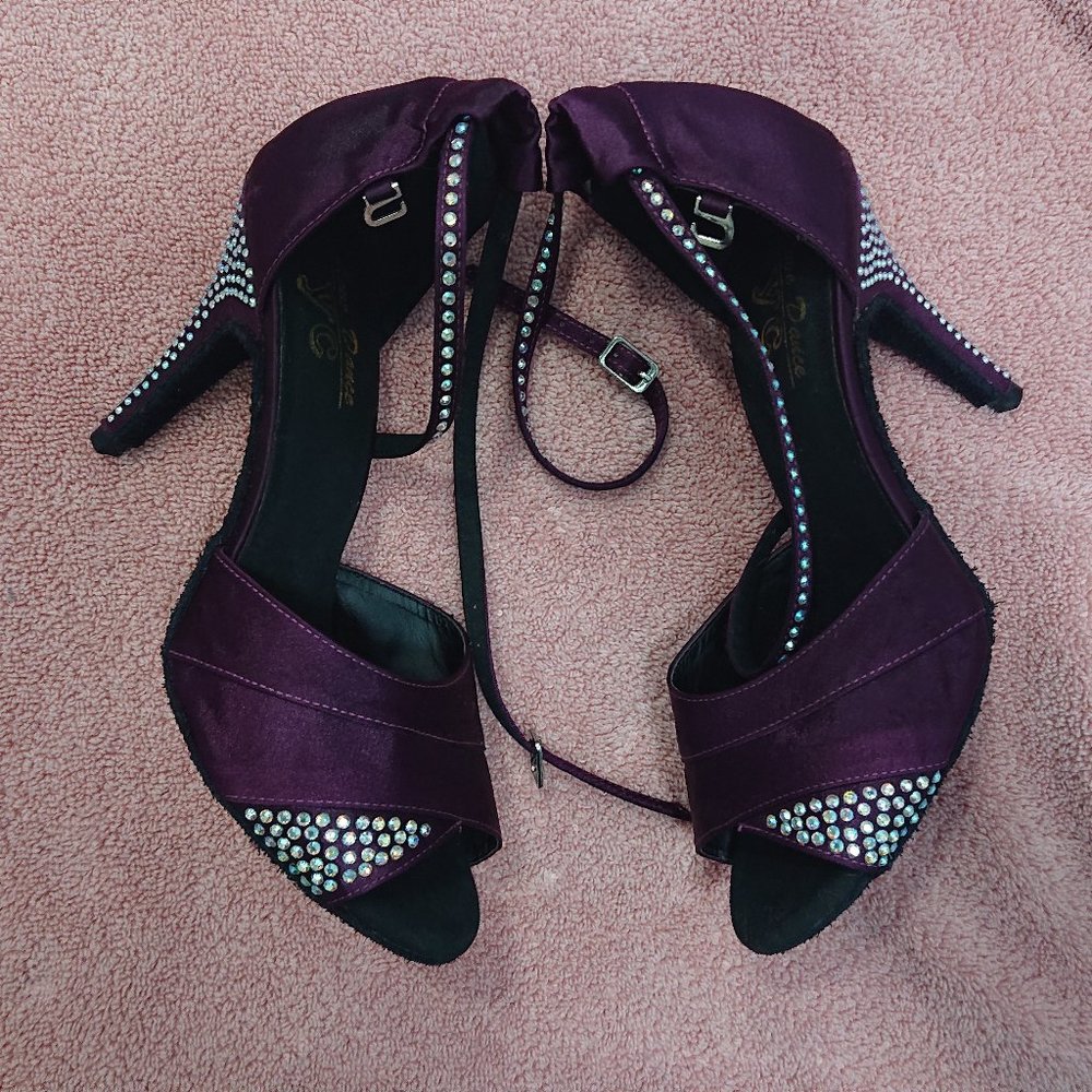 Purple Rhinestone Tango Dance Heels